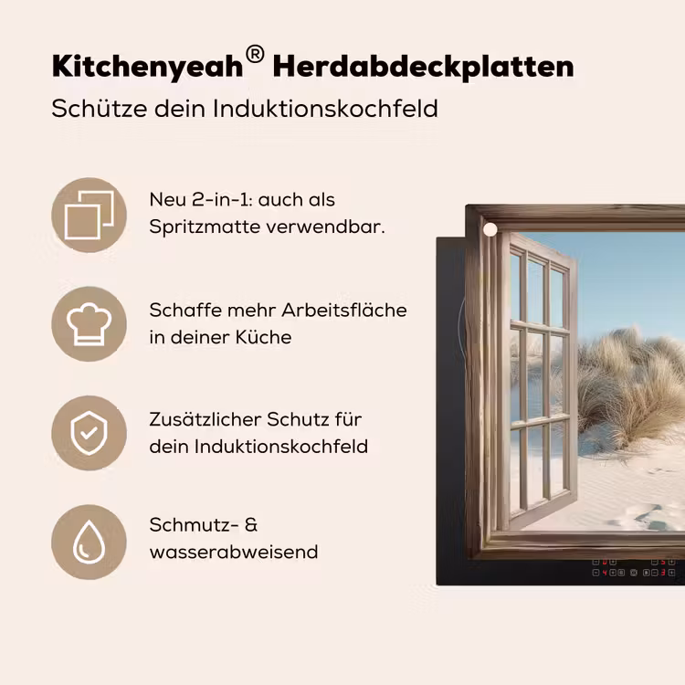 Doorkijk - Helmgras - Duinen - Zee - Landschap Inductie beschemer met haakjes klein -ky-usp-de