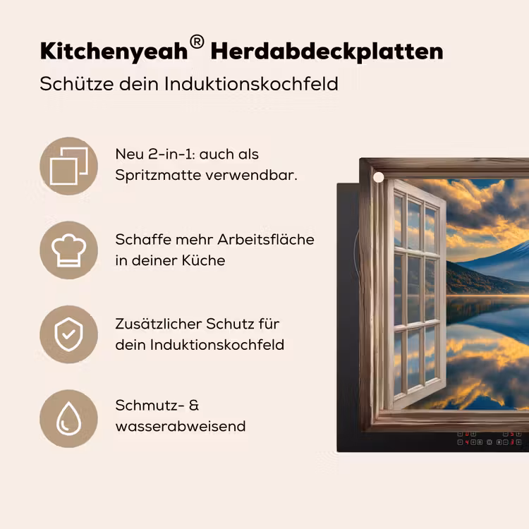 Doorkijk - Landschap - Bergen - Uitzicht - Raam Inductie beschemer met haakjes klein -ky-usp-de