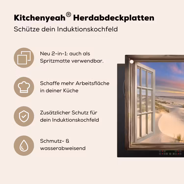 Doorkijk - Strand - Duinen - Natuur - Landschap Inductie beschemer met haakjes klein -ky-usp-de