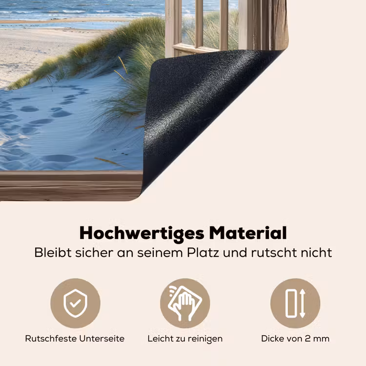 Doorkijk - Strand - Raam - Duinen - Zee Inductie beschemer met haakjes klein -ky-onderkant-de