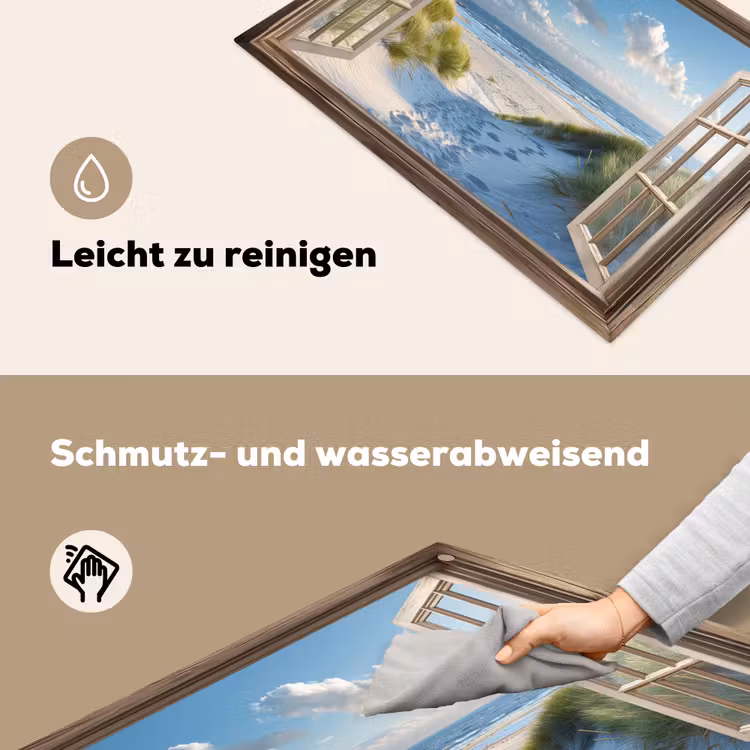 Doorkijk - Strand - Raam - Duinen - Zee Inductie beschemer met haakjes klein -ky-schoon-de