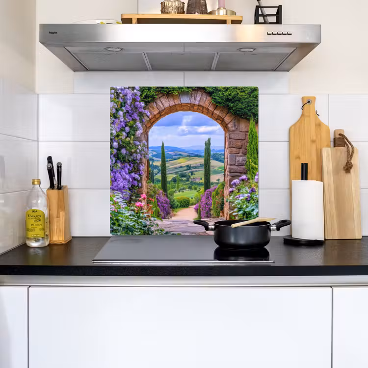 Doorkijk - Toscane - Landschap - Poort Inductie beschemer met haakjes middel -sfeer2