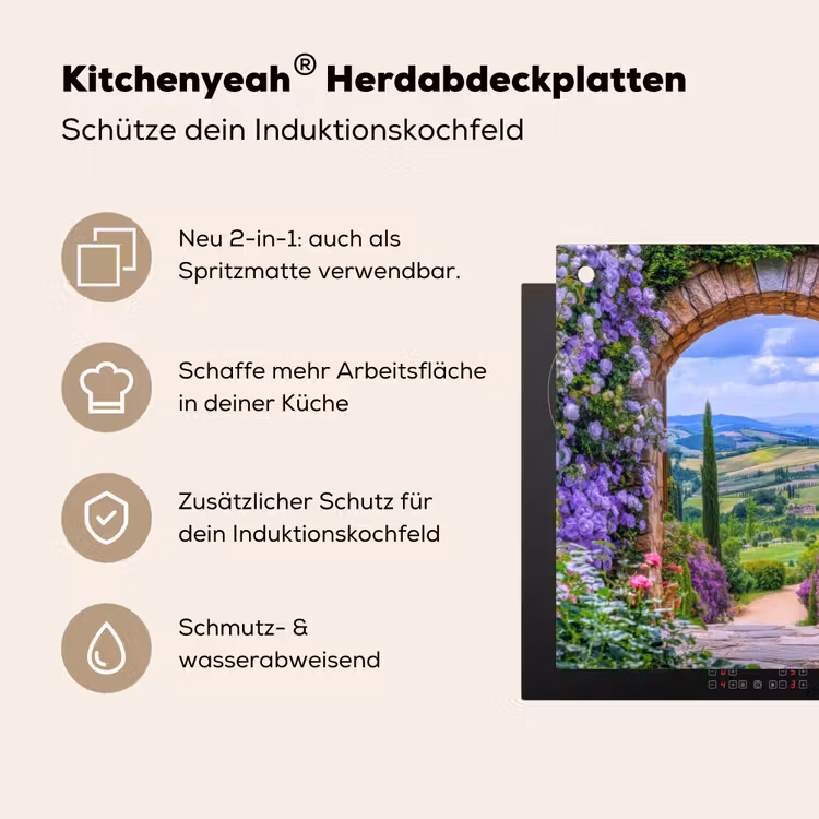 Doorkijk - Toscane - Landschap - Poort Inductie beschemer met haakjes middel -ky-usp-de