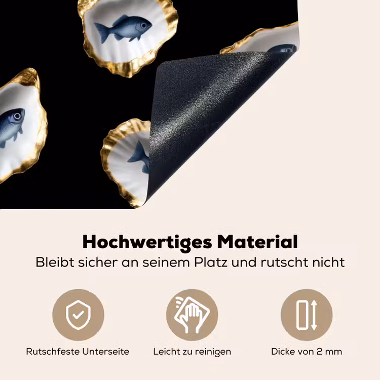Oesters - Vissen - Blauw - Goud Inductie beschemer met haakjes klein -ky-onderkant-de