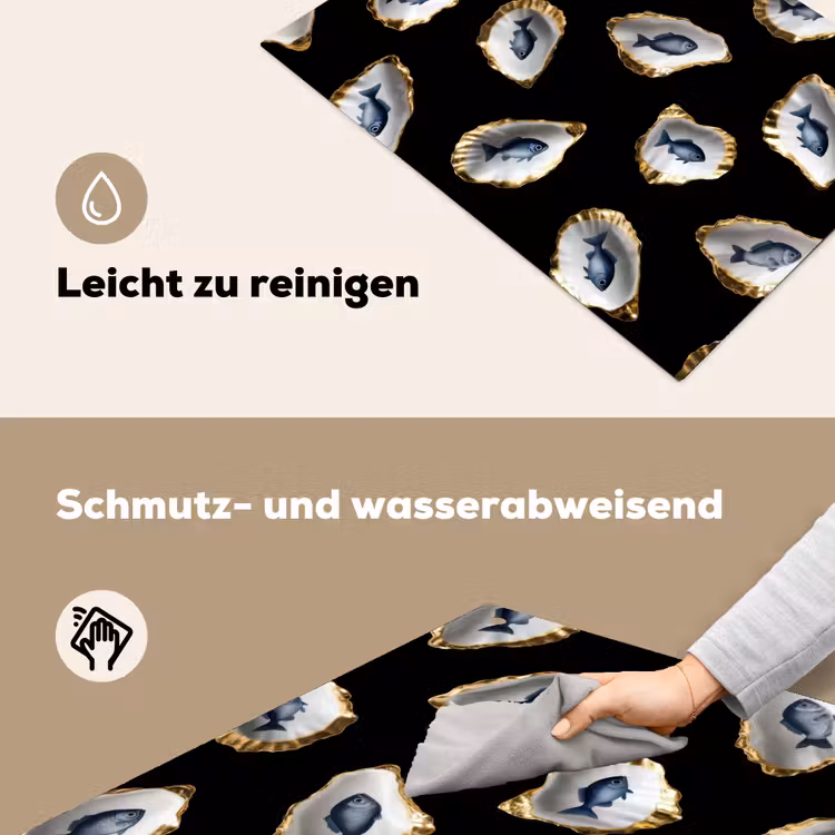 Oesters - Vissen - Blauw - Goud Inductie beschemer met haakjes klein -ky-schoon-de