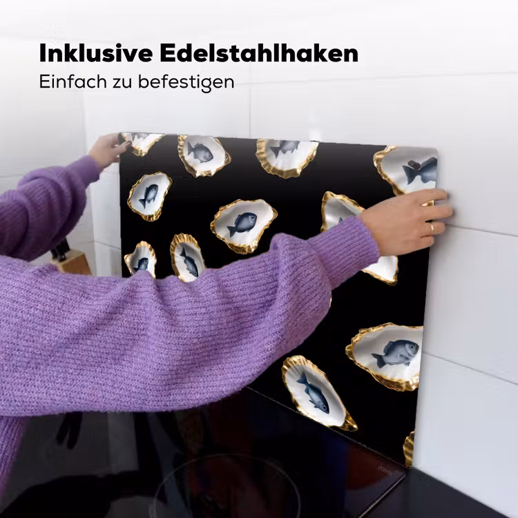 Oesters - Vissen - Blauw - Goud Inductie beschemer met haakjes klein -ky-ophangen-de
