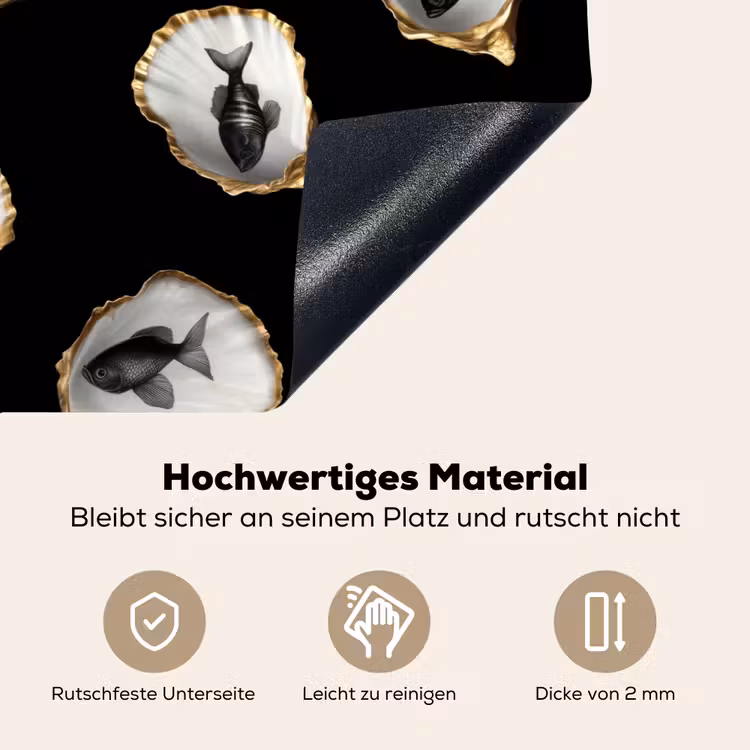 Oesters - Zwart - Vissen - Goud Inductie beschemer met haakjes klein -ky-onderkant-de