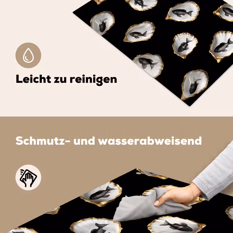 Oesters - Zwart - Vissen - Goud Inductie beschemer met haakjes klein -ky-schoon-de