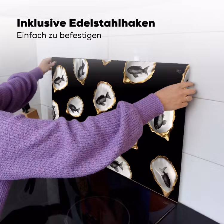 Oesters - Zwart - Vissen - Goud Inductie beschemer met haakjes klein -ky-ophangen-de