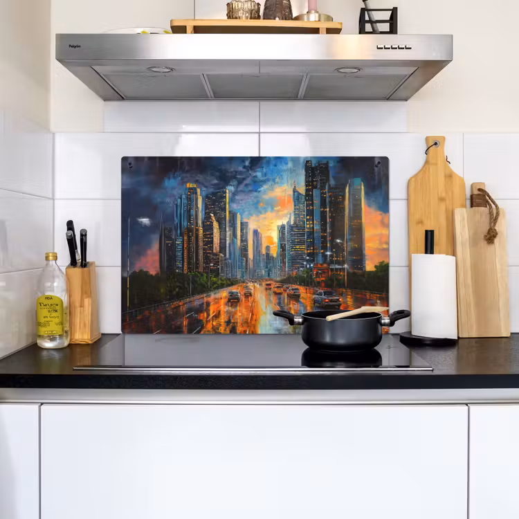 Auto - Skyline - Zon - Blauw Inductie beschemer met haakjes klein -sfeer2