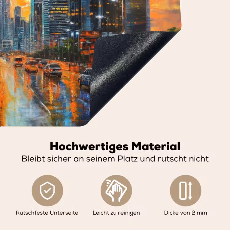 Auto - Skyline - Zon - Blauw Inductie beschemer met haakjes klein -ky-onderkant-de