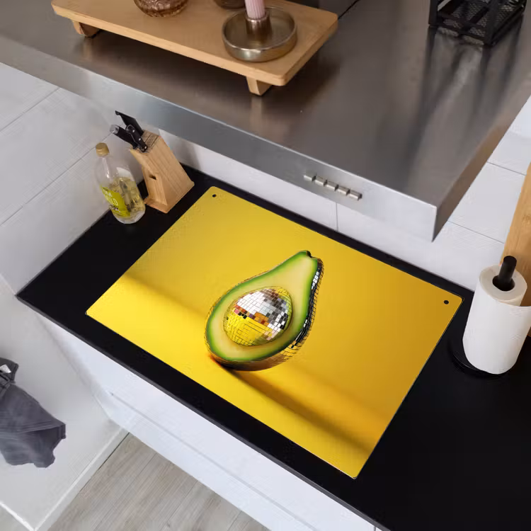 Avocado - Discobal - Geel - Glitter Inductie beschemer met haakjes klein -sfeer1