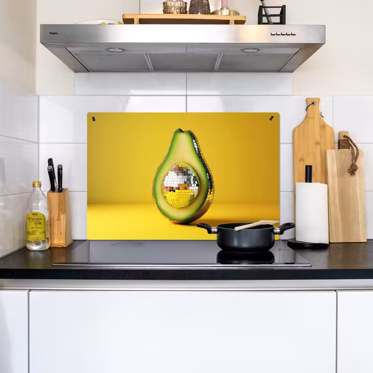 Avocado - Discobal - Geel - Glitter Inductie beschemer met haakjes klein -sfeer2
