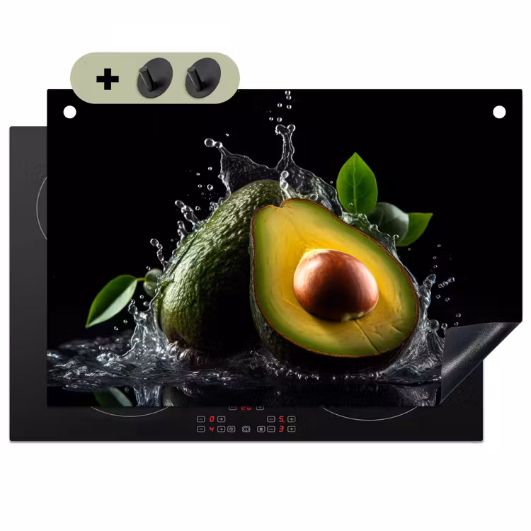Avocado - Groente - Bladeren - Water - Zwart - Groen Inductie beschemer met haakjes klein -3d
