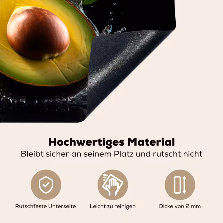 Avocado - Groente - Bladeren - Water - Zwart - Groen Inductie beschemer met haakjes klein -ky-onderkant-de