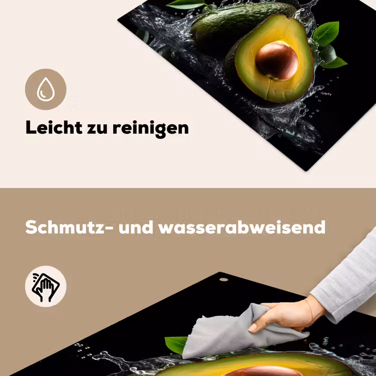 Avocado - Groente - Bladeren - Water - Zwart - Groen Inductie beschemer met haakjes klein -ky-schoon-de