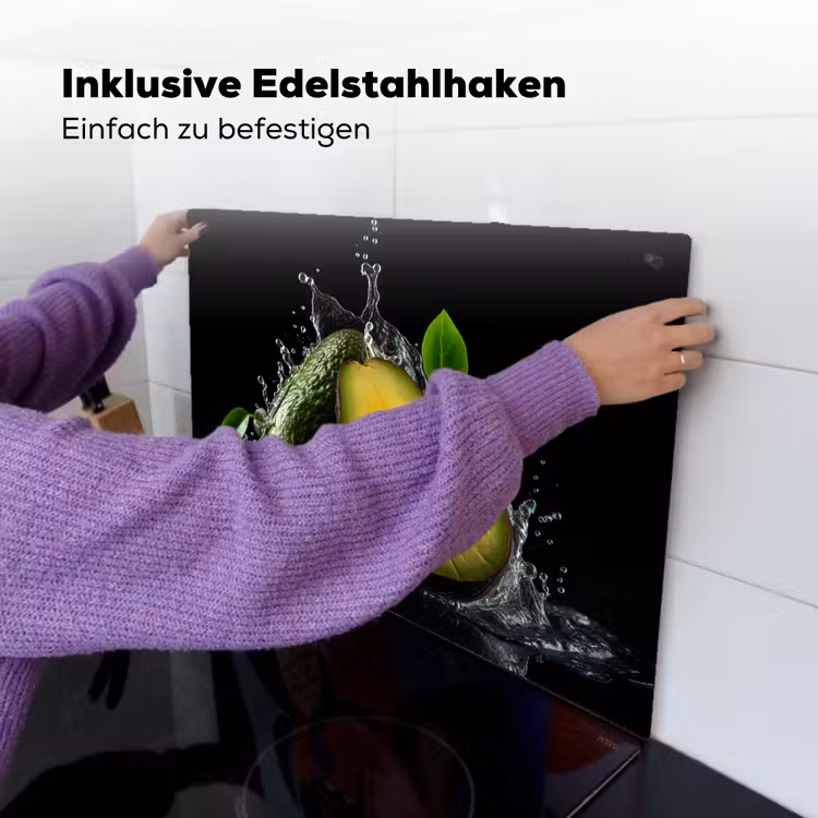 Avocado - Groente - Bladeren - Water - Zwart - Groen Inductie beschemer met haakjes klein -ky-ophangen-de