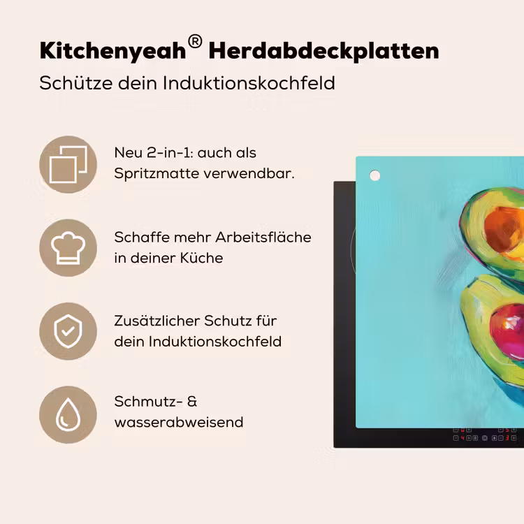 Avocado - Groen - Pit - Schaduw Inductie beschemer met haakjes middel -ky-usp-de