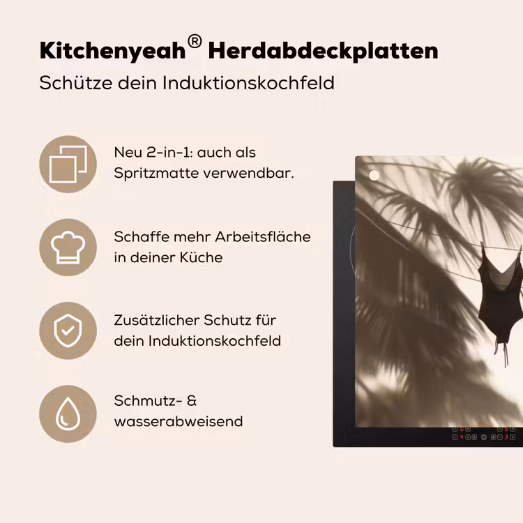 Badkleding - Palmbomen - Schaduw - Tropisch Inductie beschemer met haakjes middel -ky-usp-de