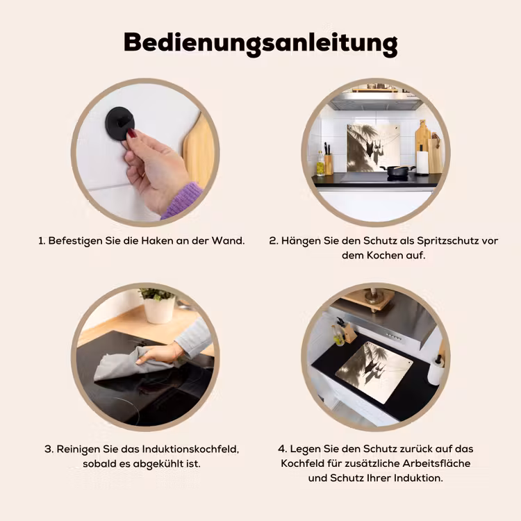 Badkleding - Palmbomen - Schaduw - Tropisch Inductie beschemer met haakjes middel -ky-gebruik-de