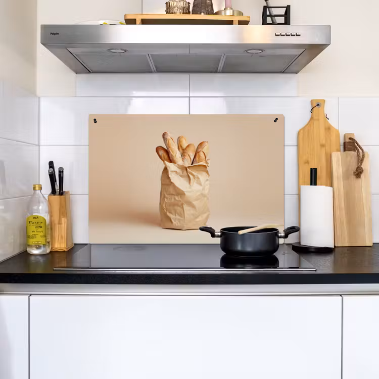 Baguette - Brood - Stokbrood - Beige Inductie beschemer met haakjes klein -sfeer2