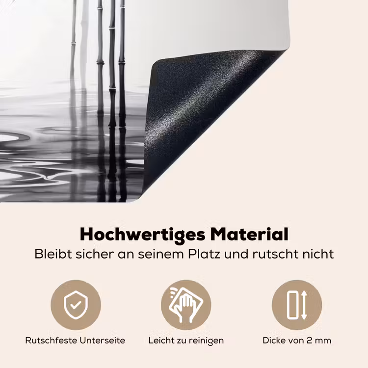 Bamboestammen - Water - Minimalistisch - Wit Inductie beschemer met haakjes klein -ky-onderkant-de
