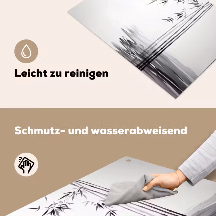 Bamboestammen - Water - Minimalistisch - Wit Inductie beschemer met haakjes klein -ky-schoon-de