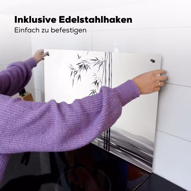 Bamboestammen - Water - Minimalistisch - Wit Inductie beschemer met haakjes klein -ky-ophangen-de