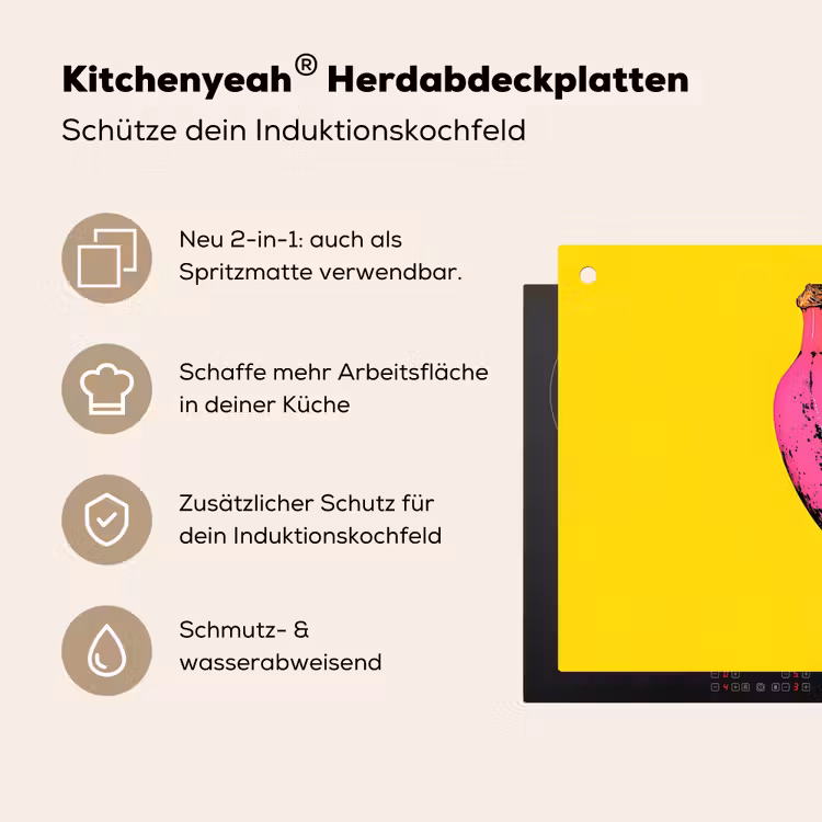 Banaan - Grafisch - Geel Inductie beschemer met haakjes klein -ky-usp-de