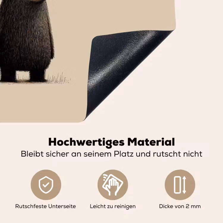 Beer - Donkerbruin - Minimalistisch Inductie beschemer met haakjes middel -ky-onderkant-de