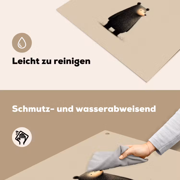 Beer - Donkerbruin - Minimalistisch Inductie beschemer met haakjes middel -ky-schoon-de