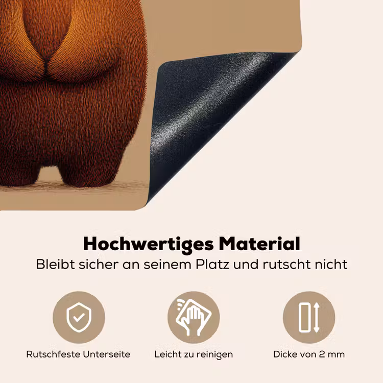 Beer - Minimalistisch - Bruin Inductie beschemer met haakjes middel -ky-onderkant-de