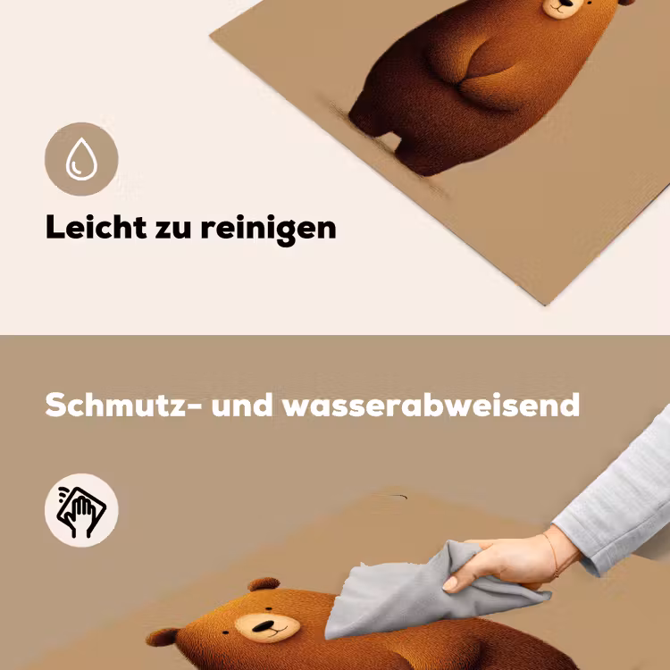 Beer - Minimalistisch - Bruin Inductie beschemer met haakjes middel -ky-schoon-de