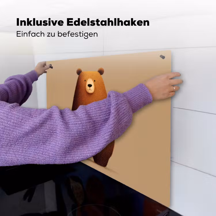 Beer - Minimalistisch - Bruin Inductie beschemer met haakjes middel -ky-ophangen-de