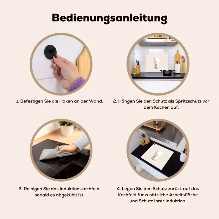 Beertje - Sneeuwvlokje - Wit - Pluizig Inductie beschemer met haakjes middel -ky-gebruik-de