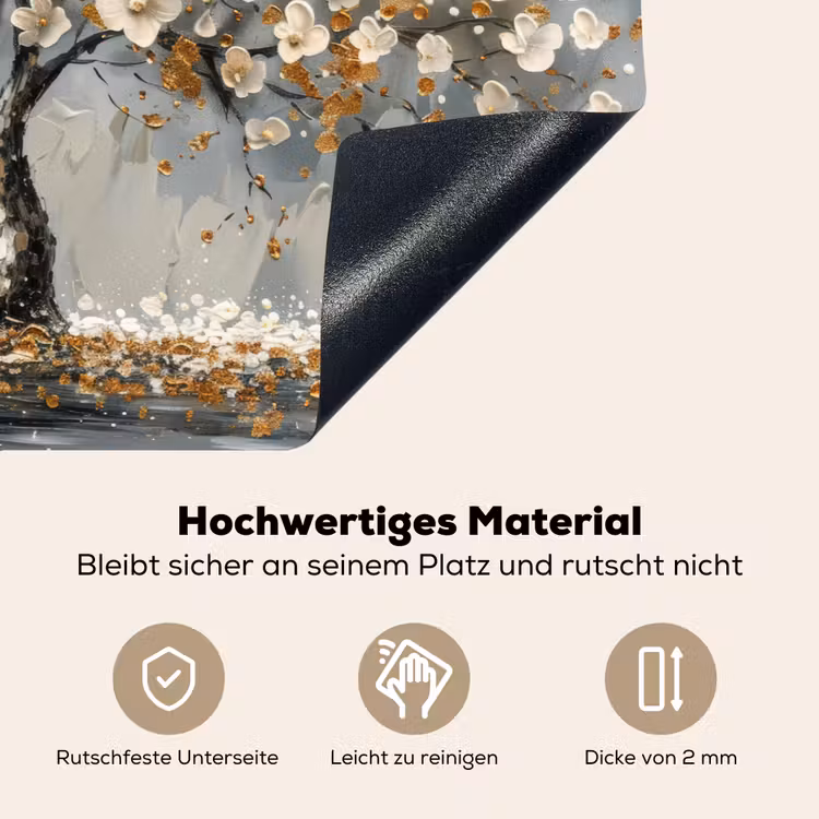 Boom - Bloemen - Wit - Natuur - Kunst Inductie beschemer met haakjes klein -ky-onderkant-de
