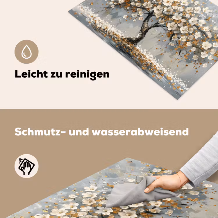 Boom - Bloemen - Wit - Natuur - Kunst Inductie beschemer met haakjes klein -ky-schoon-de