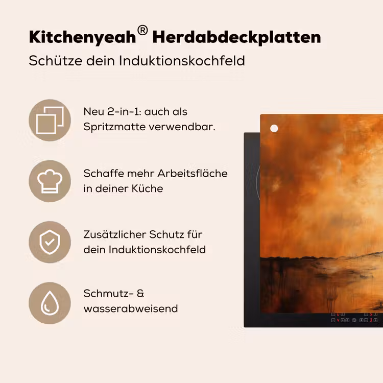 Boom - Landschap - Oranje Inductie beschemer met haakjes klein -ky-usp-de