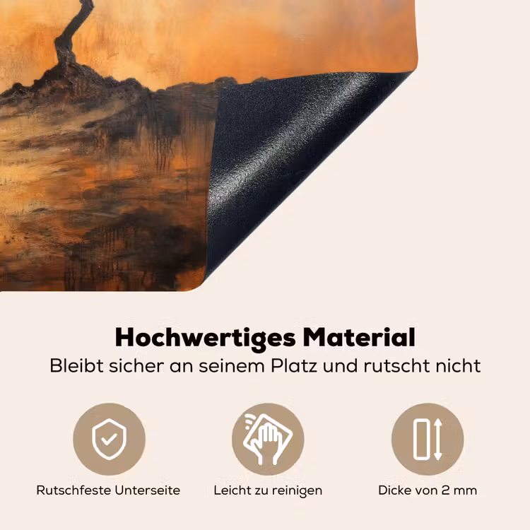 Boom - Landschap - Oranje Inductie beschemer met haakjes klein -ky-onderkant-de