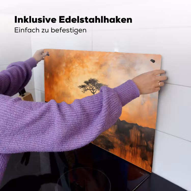 Boom - Landschap - Oranje Inductie beschemer met haakjes klein -ky-ophangen-de