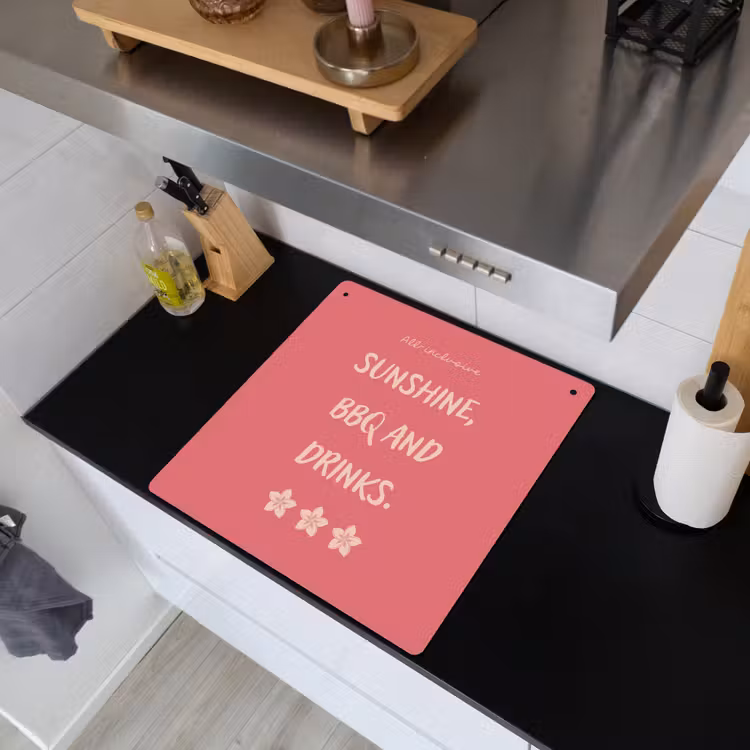 BBQ - Quote - Roze - Zomer Inductie beschemer met haakjes middel -sfeer1