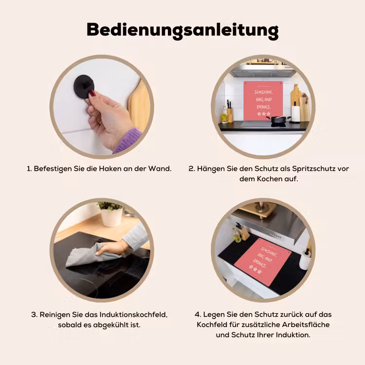 BBQ - Quote - Roze - Zomer Inductie beschemer met haakjes middel -ky-gebruik-de