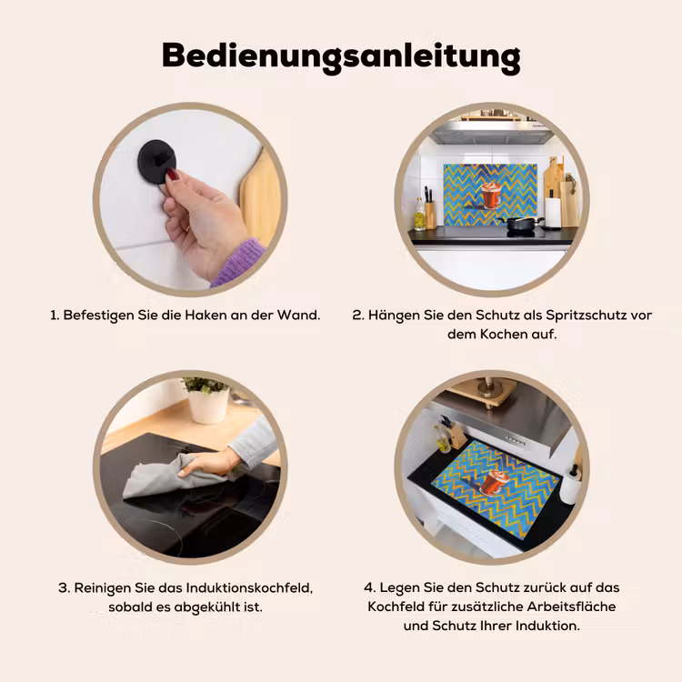 Mok - Koffie - Zigzag - Slagroom Inductie beschemer met haakjes klein -ky-gebruik-de