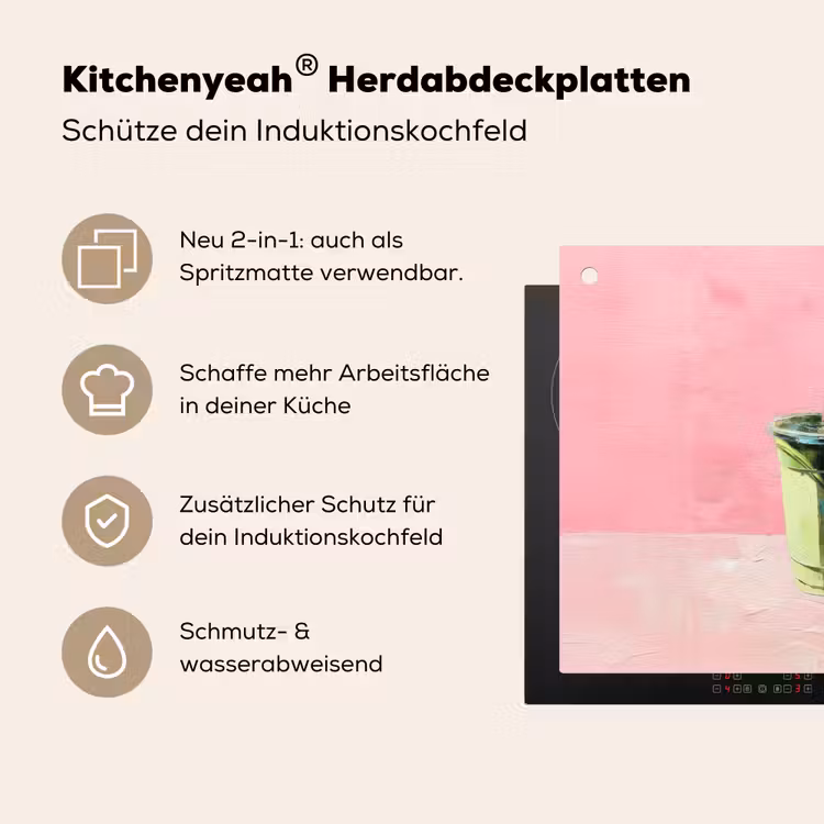 Beker - Rietje - Minimalistisch - Groen Inductie beschemer met haakjes middel -ky-usp-de