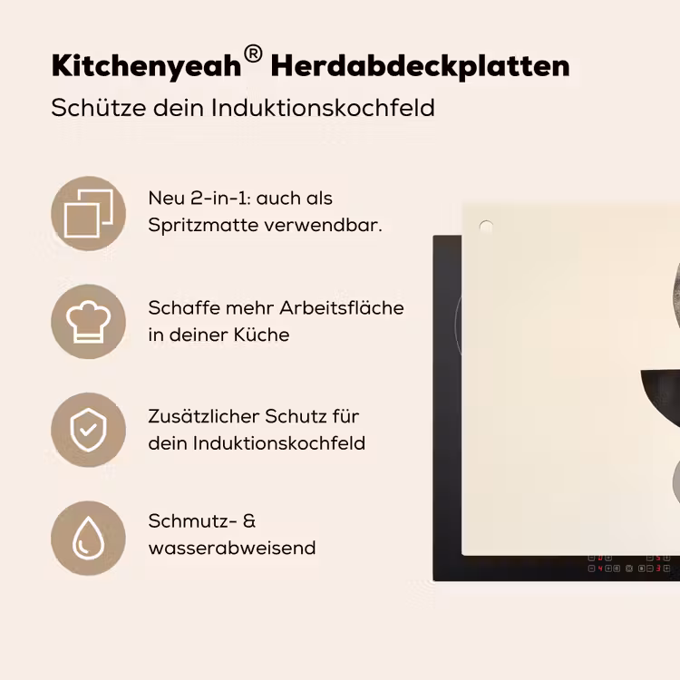 Beige - Japandi - Wabi sabi Inductie beschemer met haakjes klein -ky-usp-de