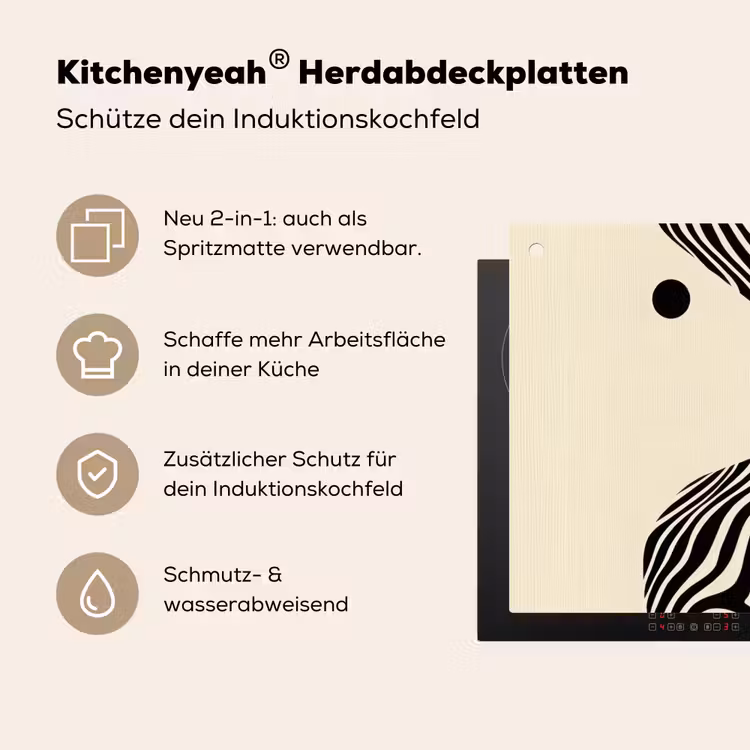 Beige - Lijnen - Golvend - Abstract Inductie beschemer met haakjes klein -ky-usp-de