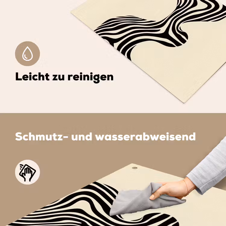 Beige - Lijnen - Golvend - Abstract Inductie beschemer met haakjes klein -ky-schoon-de