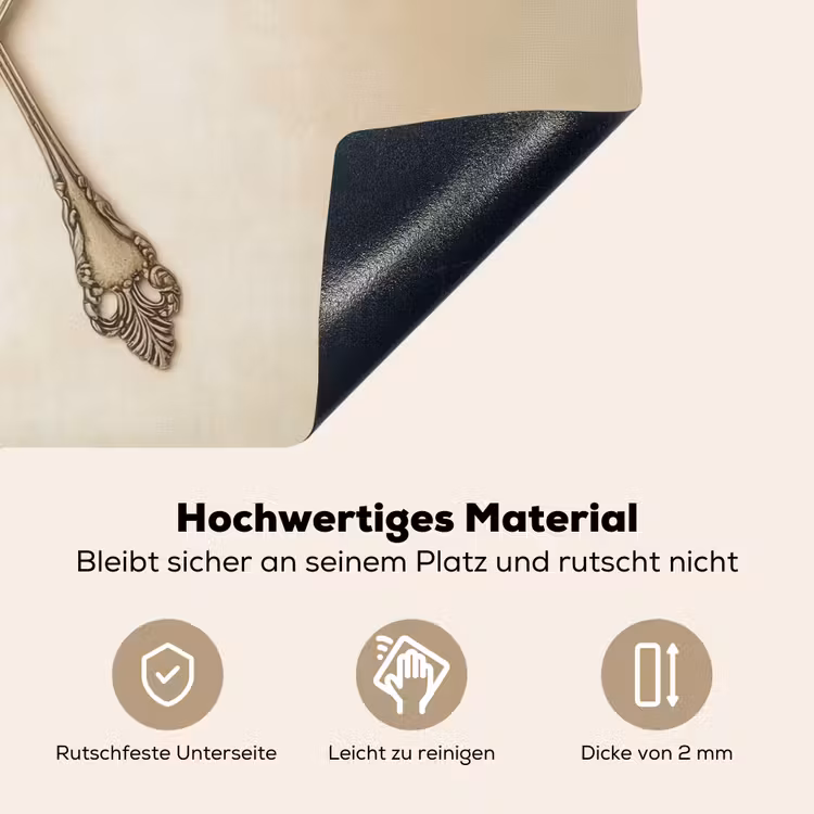 Beige - Vintage - Bestek Inductie beschemer met haakjes klein -ky-onderkant-de
