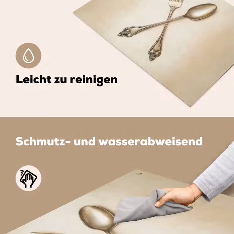 Beige - Vintage - Bestek Inductie beschemer met haakjes klein -ky-schoon-de