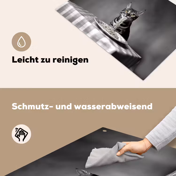 Bengaal - Kat - Tafelkleed - Zwart - Wit - Dier Inductie beschemer met haakjes klein -ky-schoon-de